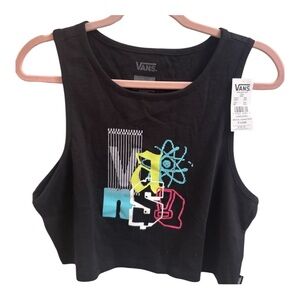 Vans Black Crop Tank Top with Vibrant Graphic